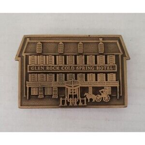 Vintage Glen Rock Cold Spring Hotel Brass Belt Buckle PA Hit Line USA